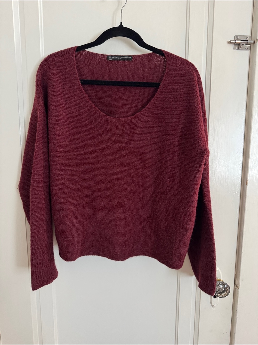 Peruvian Connection Scoop Neck Burgundy Knit Sweater